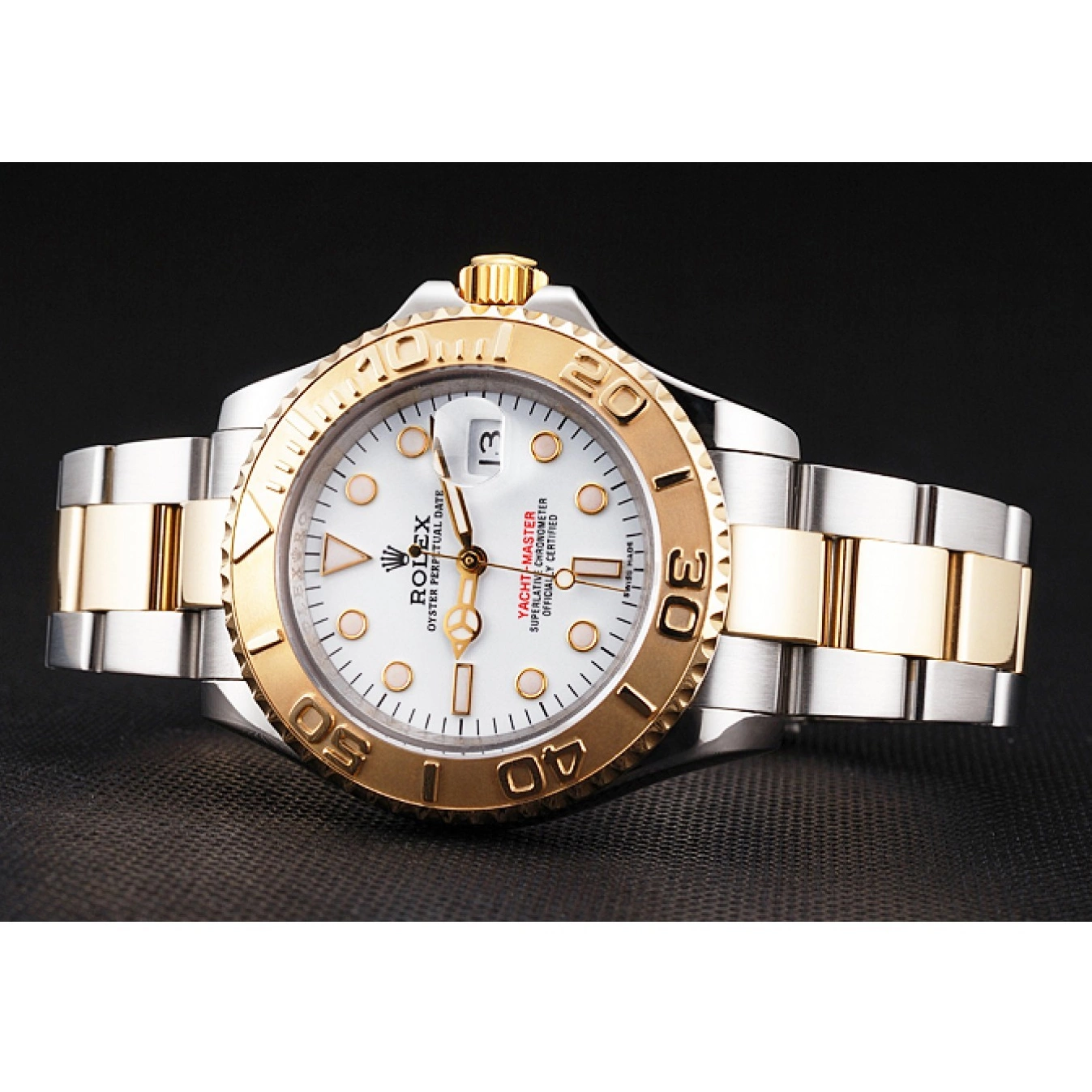 AAA Replica Watches White Gold Yacht-Master Steel Two Dial Tone Stainless Bracelet Bezel Swiss Rolex Case 0608